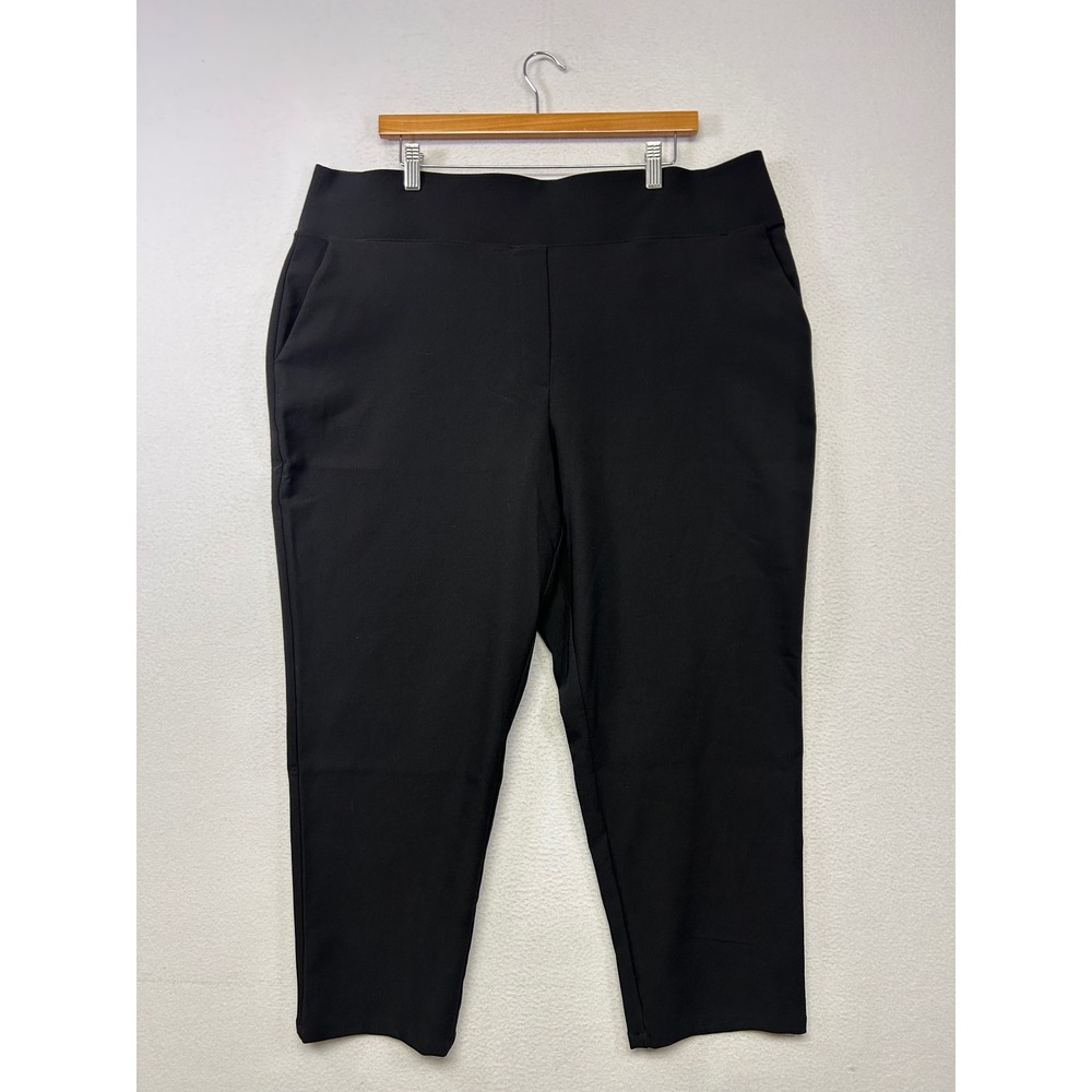 Business Casual Nine West Womens XXL Black Straight Ankle Pull On Pants Career
